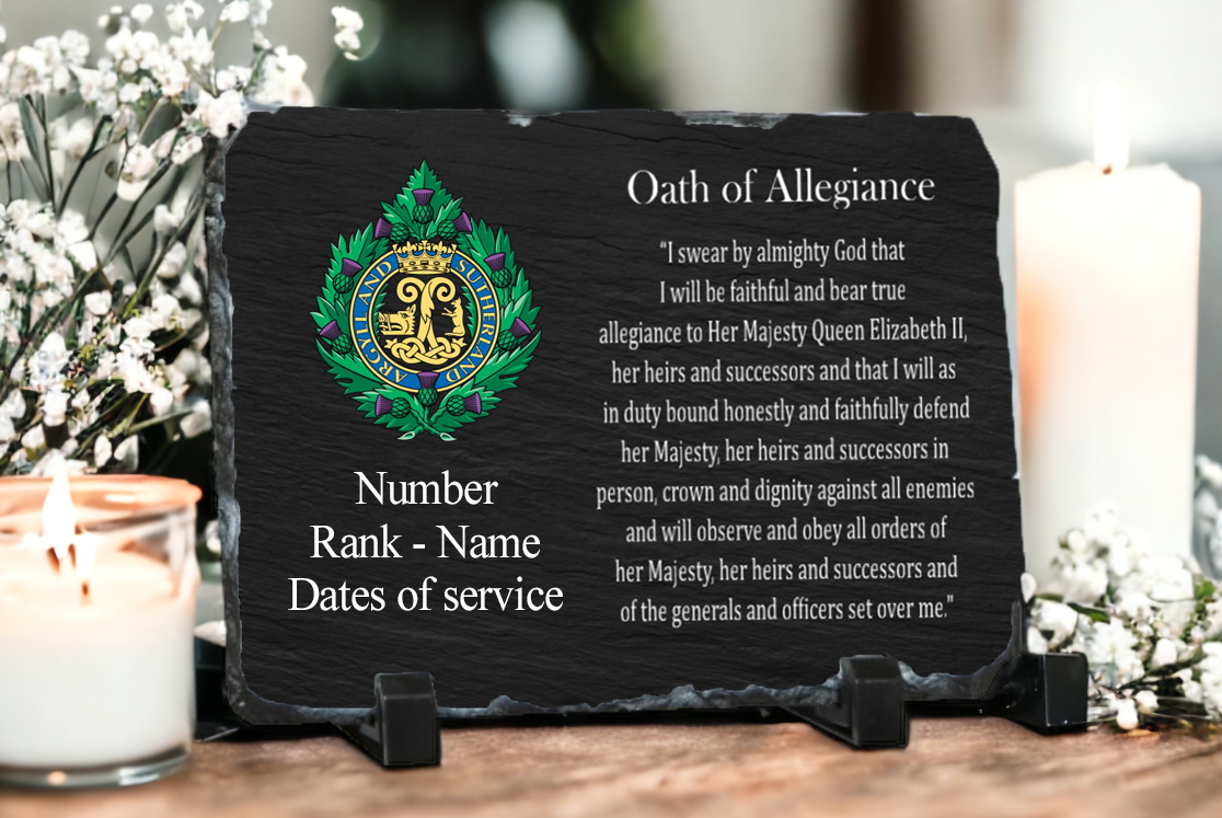 Argyll and Sutherland Highlanders Personalised Oath of Allegiance