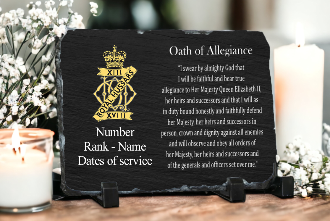 13th 18th Royal Hussars Personalised Oath of Allegiance