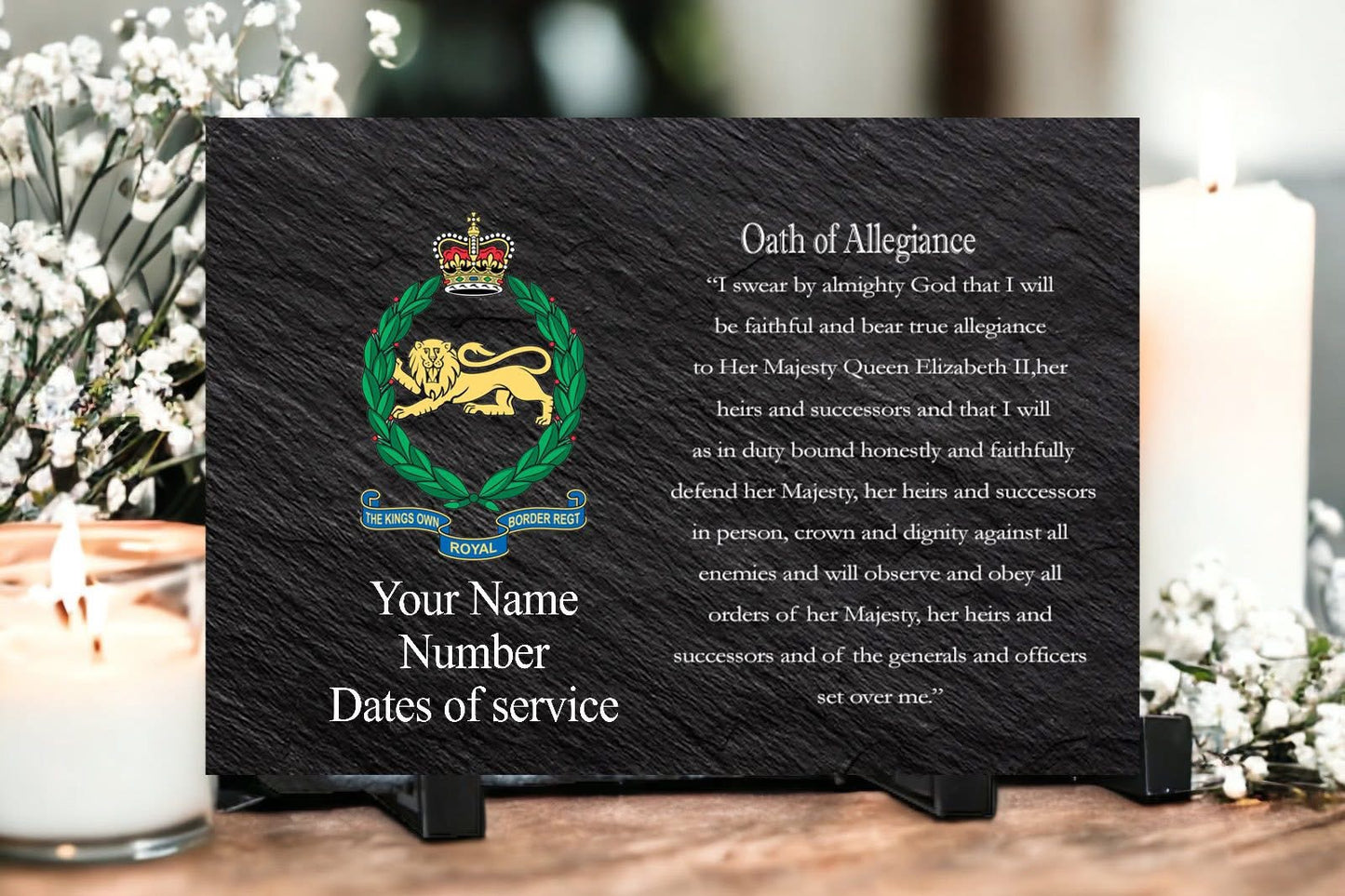King’s Own Royal Border Regiment Oath Slate